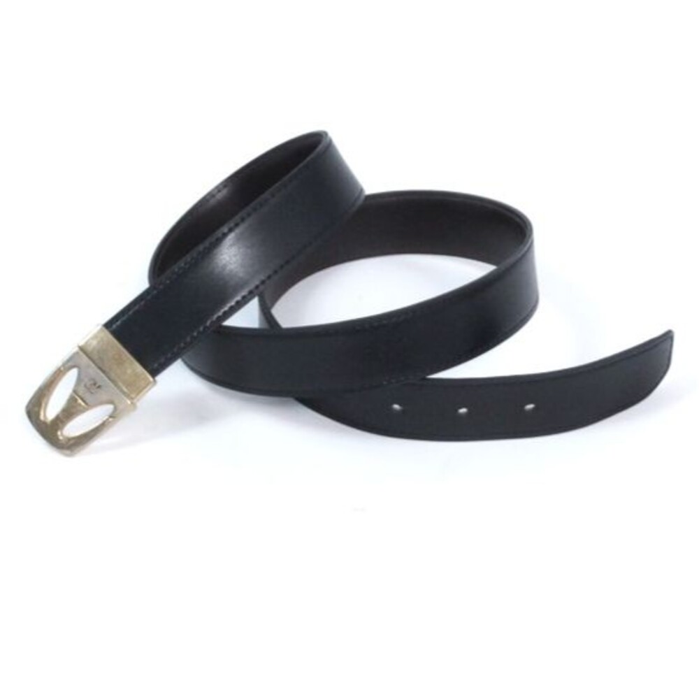 Vintage Pierre Cardin Reversible Belt Black Brown Leather Gold Logo Buckle Italy